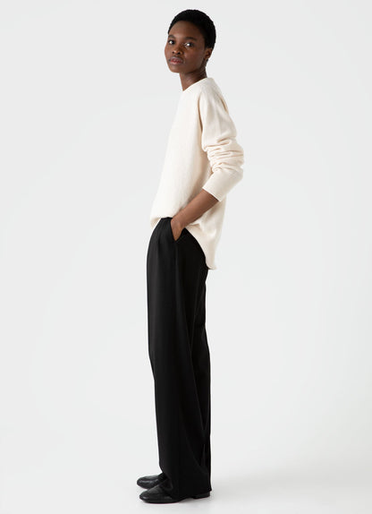Womens Lambswool Crewneck Jumper In Ecru Wjum8176 Whcr
