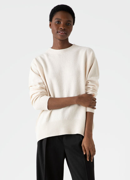 Womens Lambswool Crewneck Jumper In Ecru Wjum8176 Whcr