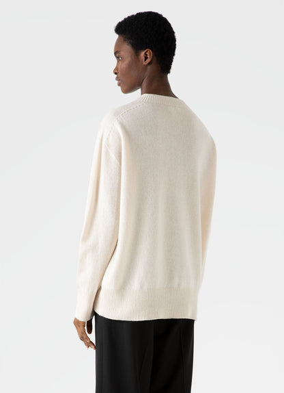 Womens Lambswool Crewneck Jumper In Ecru Wjum8176 Whcr