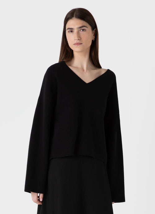 Womens Double Faced Jumper In Black Wjum8182 Bkaa