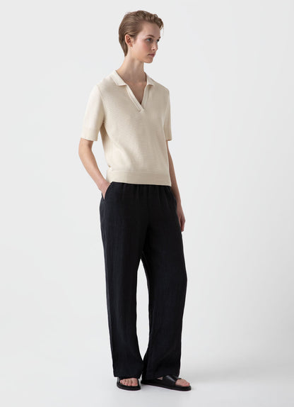 Womens Archive Knit Polo In Ecru Wpol8166 Whcr