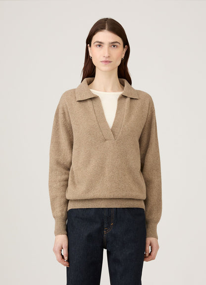 Womens Lambswool Polo Neck Jumper In Mink Wpol8214 Brgb