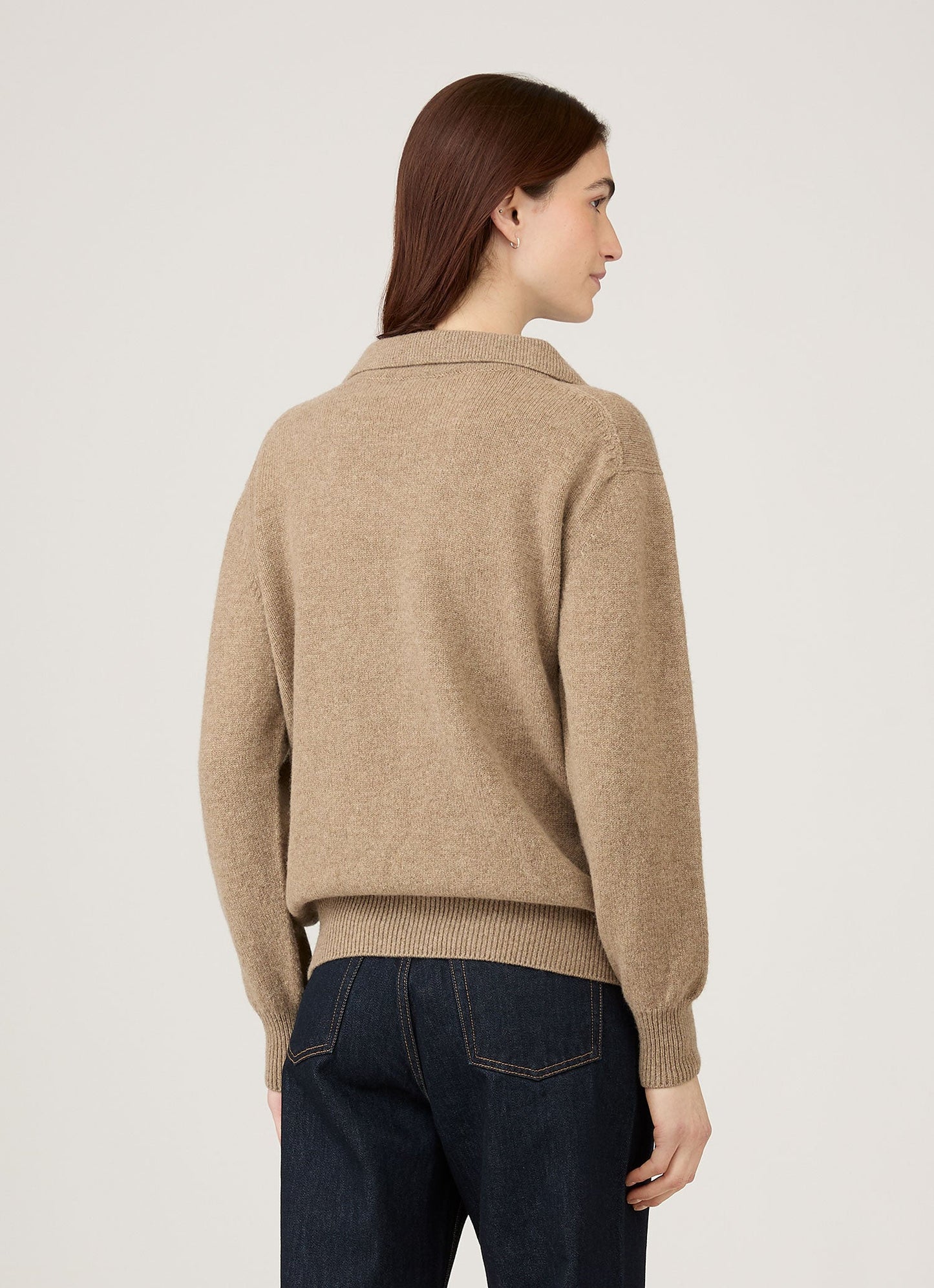 Womens Lambswool Polo Neck Jumper In Mink Wpol8214 Brgb