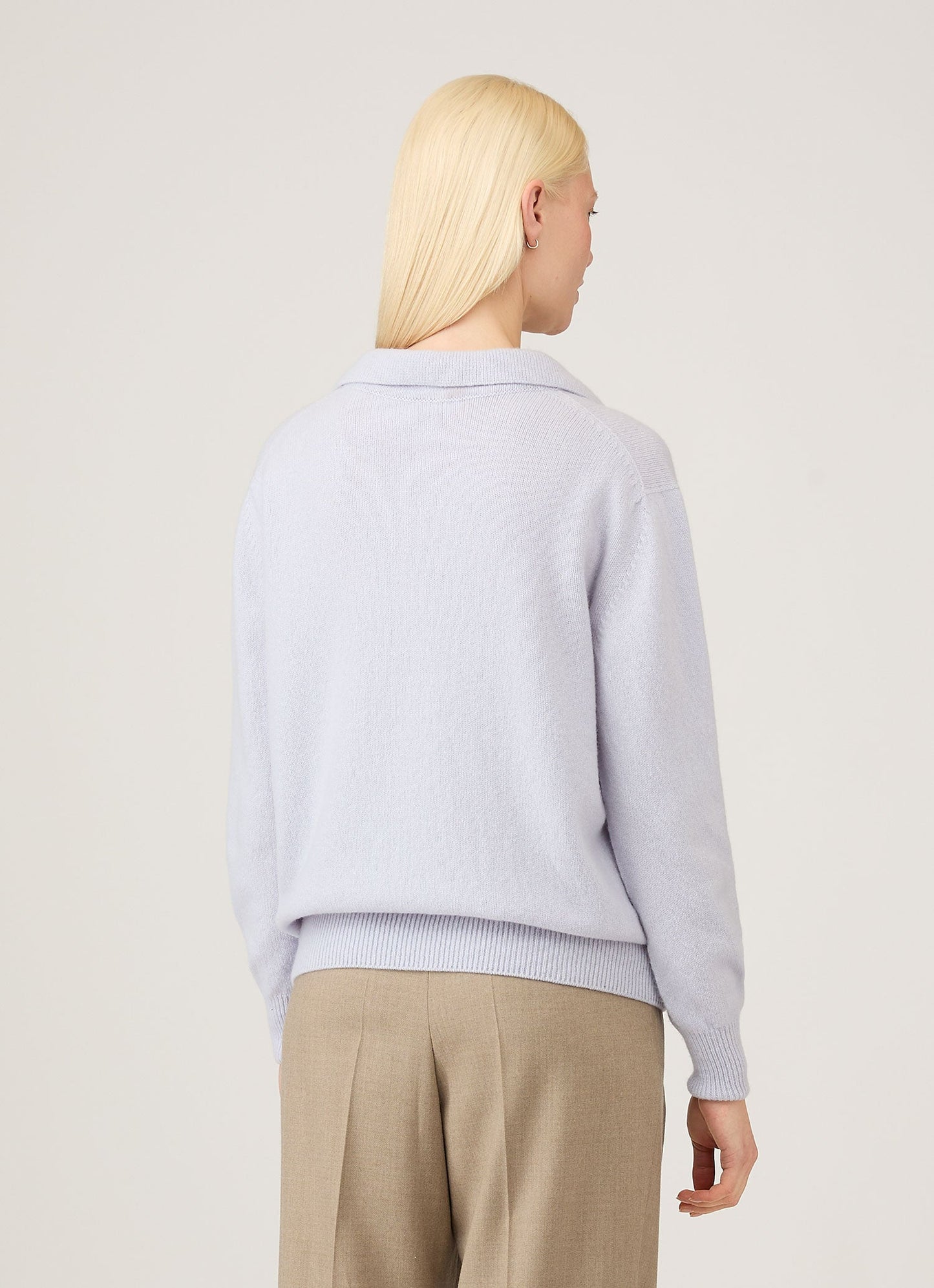 Womens Lambswool Polo Neck Jumper In Ice Blue Wpol8214 Buge