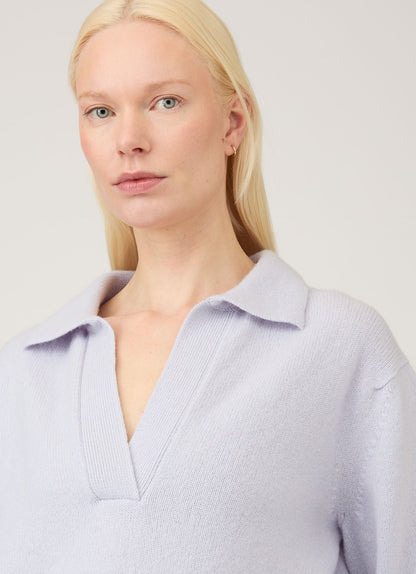 Womens Lambswool Polo Neck Jumper In Ice Blue Wpol8214 Buge