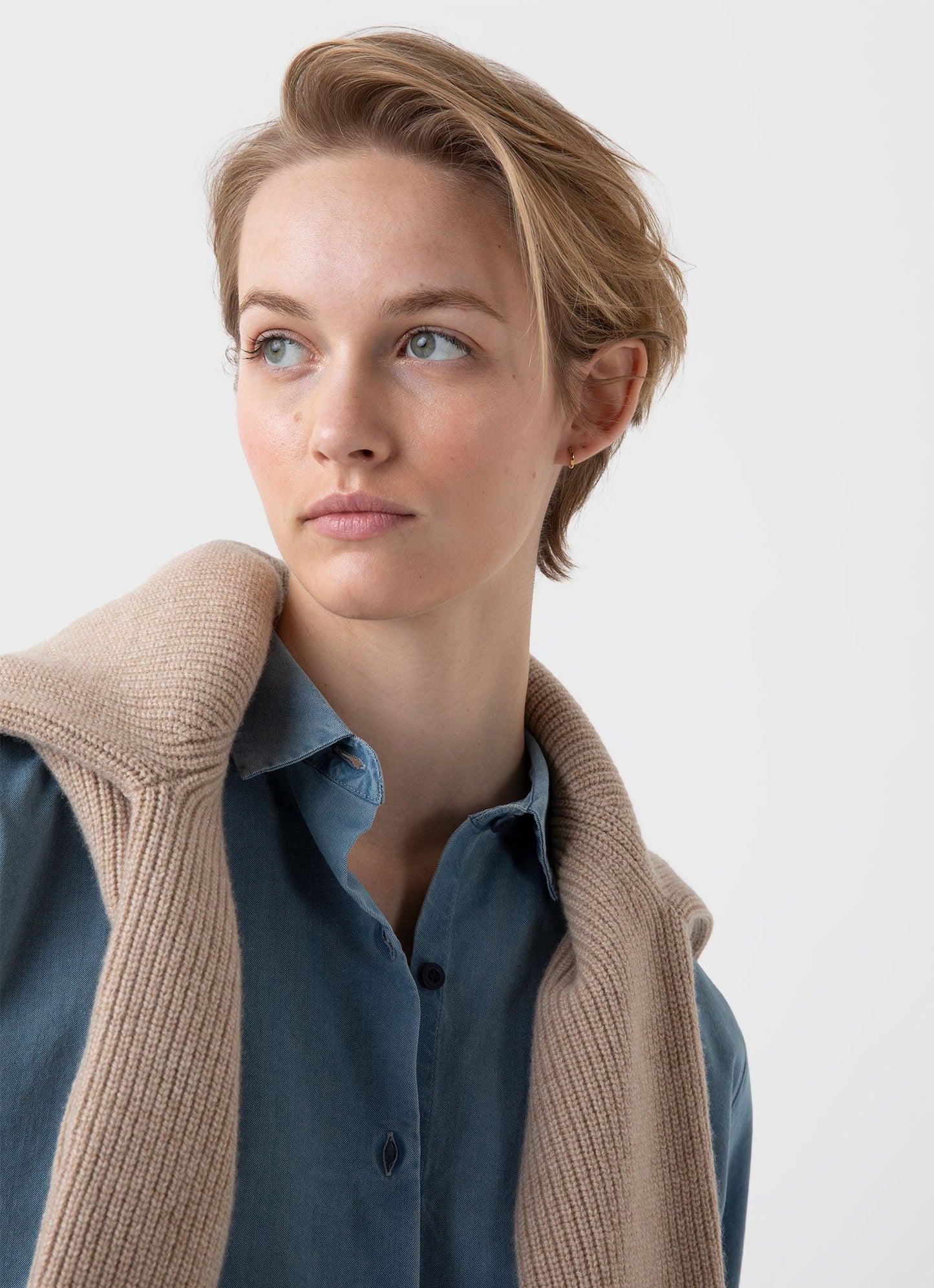 Womens Denim Rinse Shirt In Light Indigo Wsht2033 Bubw