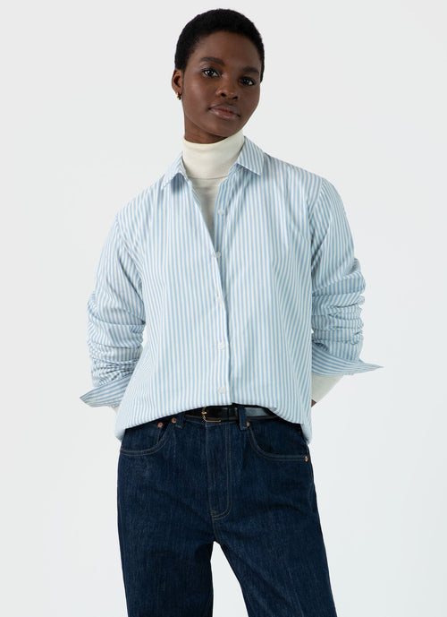 Womens Classic Shirt In Light Blue Ecru Wsht2038 Stlz