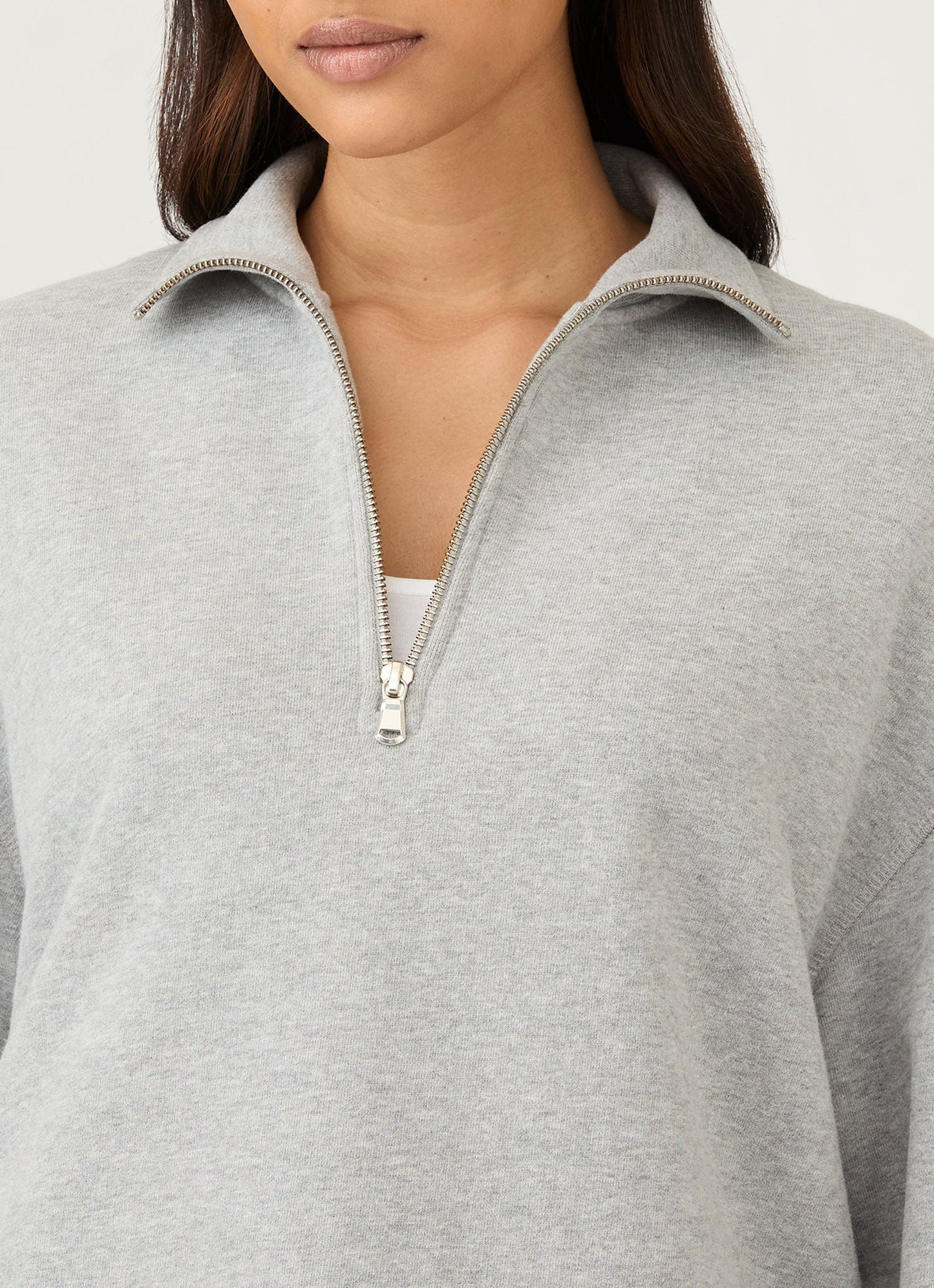 Zip Sweat In Grey Melange