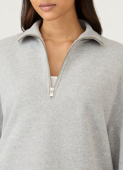 Zip Sweat In Grey Melange
