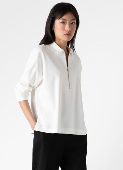 Womens Jersey Polo Top In Ecru Wtop0147 Whcr