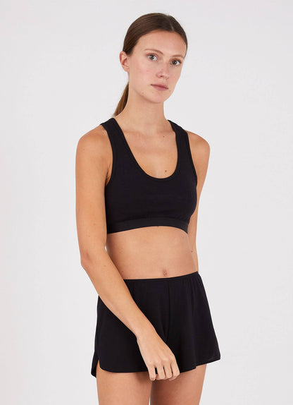 Womens Stretch Cotton Crop Top Black Wtop4012