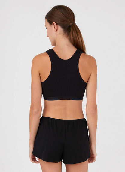 Womens Stretch Cotton Crop Top Black Wtop4012