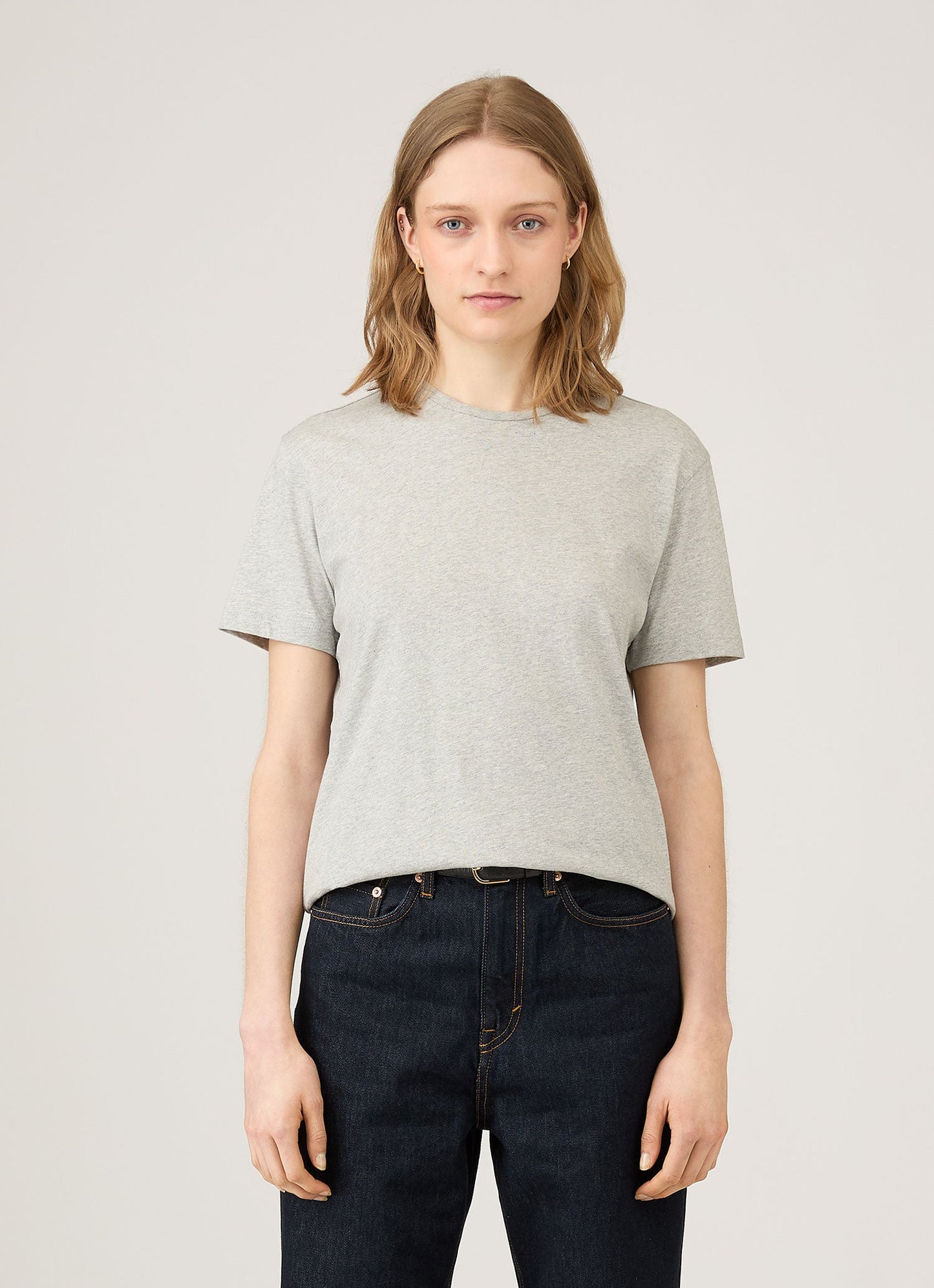 Womens Organic Cotton Boy Fit Tshirt In Grey Melange