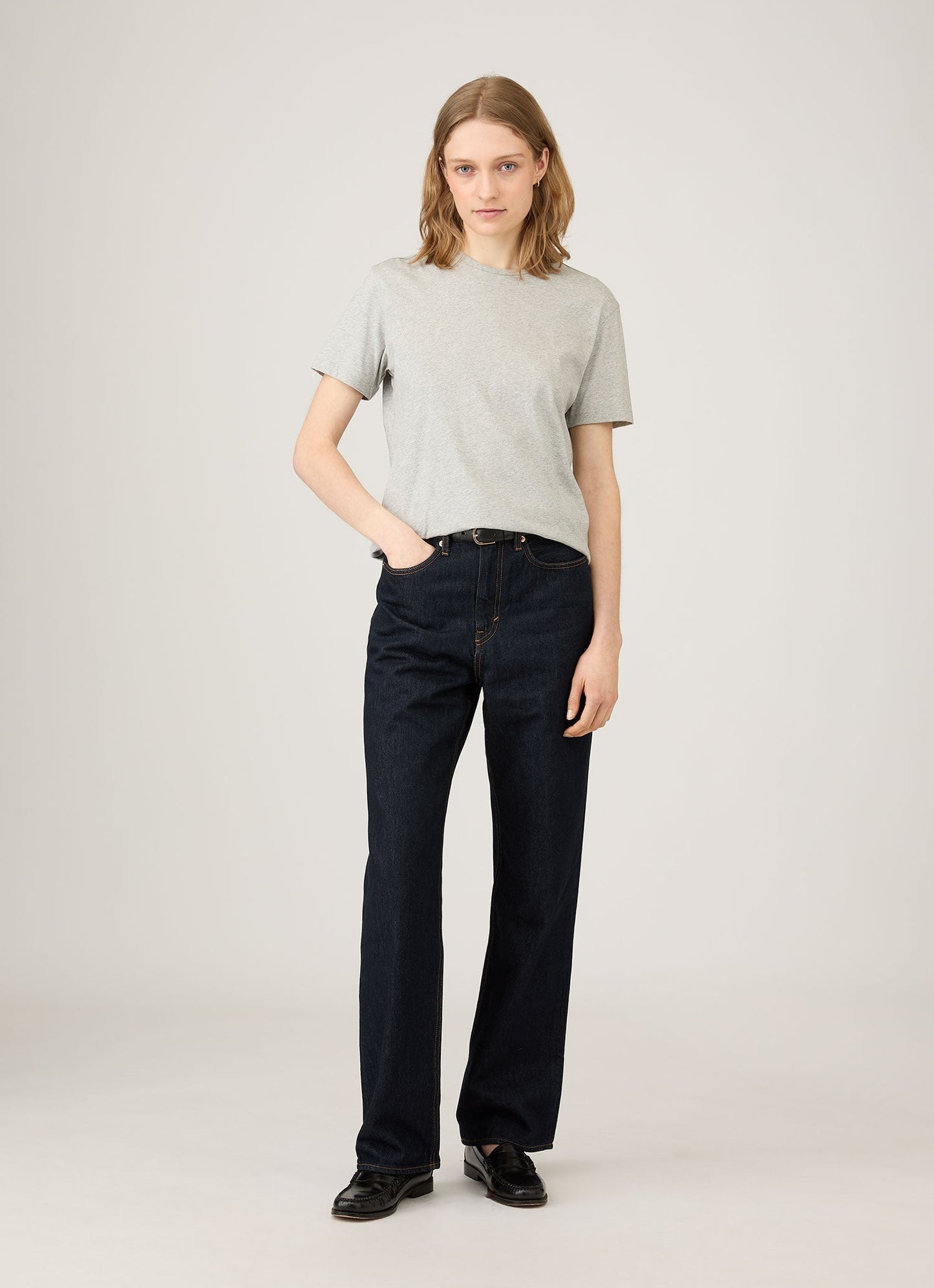 Womens Organic Cotton Boy Fit Tshirt In Grey Melange
