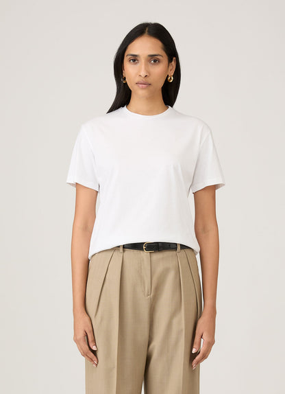 Womens Midweight Cotton Boy Fit Tshirt In White