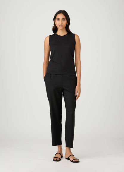 Womens Midweight Cotton Tank T Shirt In Black