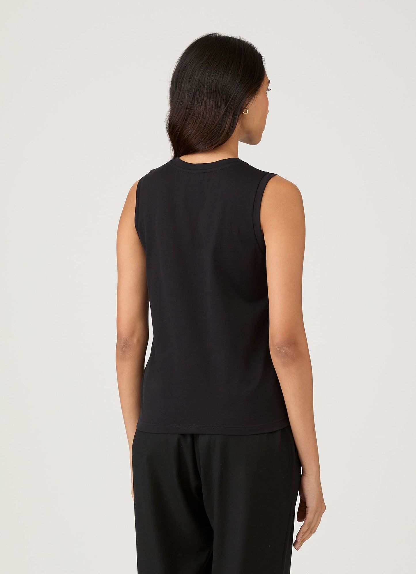 Womens Midweight Cotton Tank T Shirt In Black