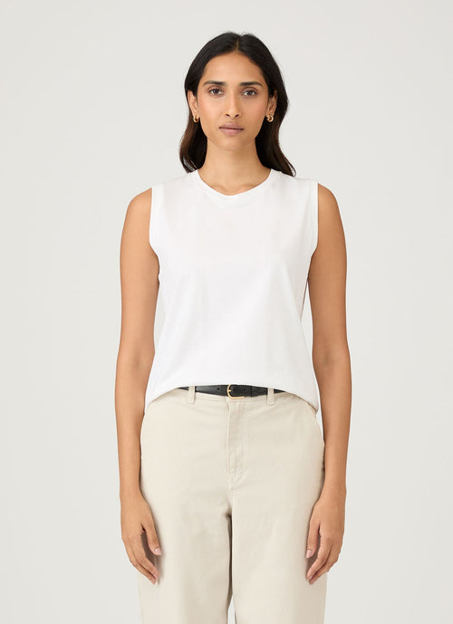Womens Midweight Cotton Tank T Shirt In White