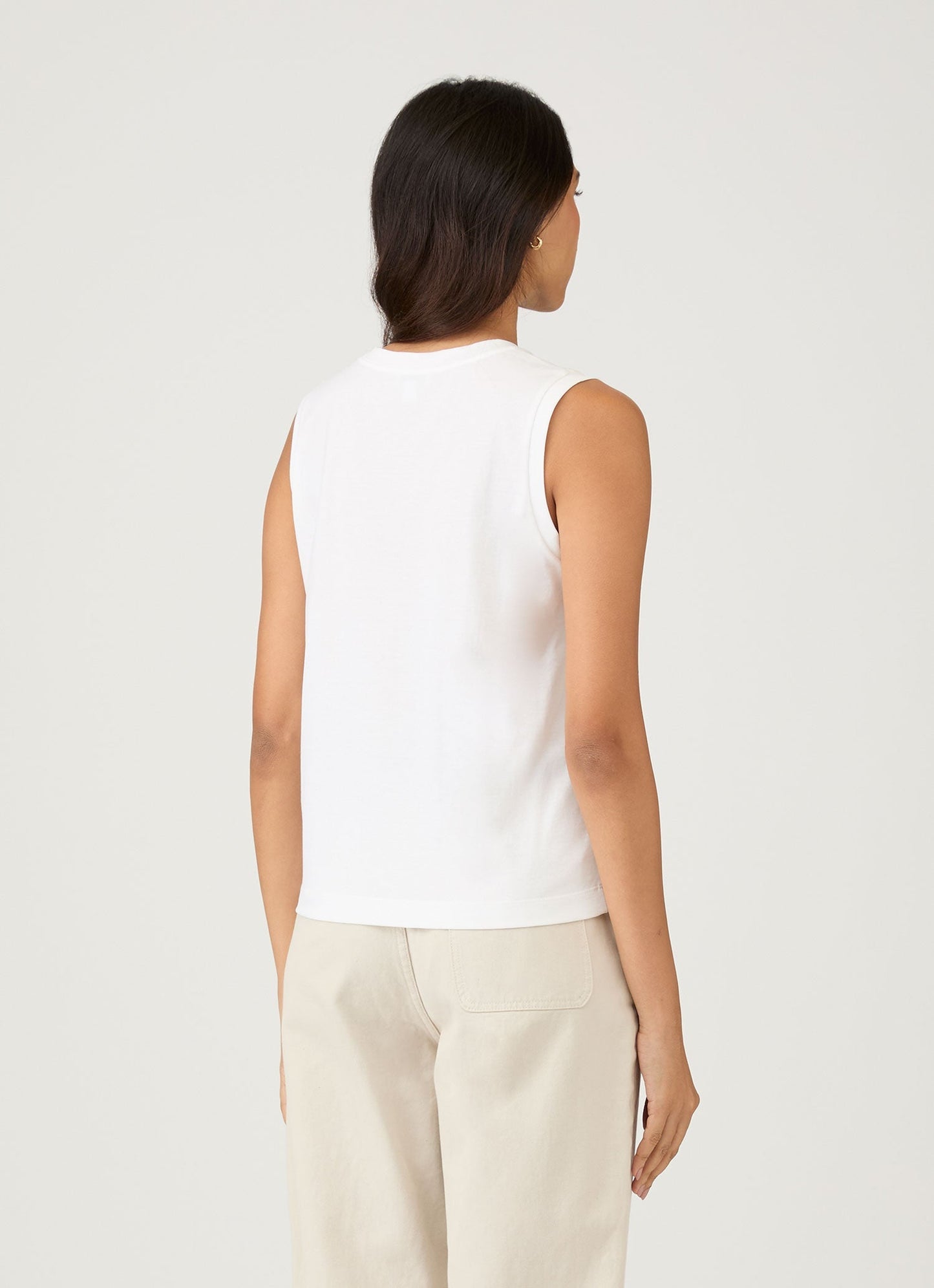 Womens Midweight Cotton Tank T Shirt In White